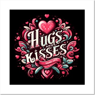 Hugs and Kisses Sticker - Share Love with Vibrant Heart Design Posters and Art